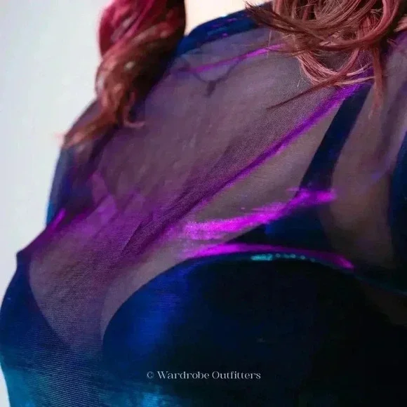 Purple Sheer Mesh Rave Tee - Picture 7 of 7